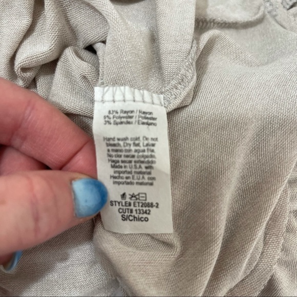 Easel Taupe Ruffled Tunic/Dress Boutique Swing Style Size Small - Picture 15 of 15